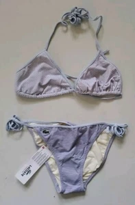 LACOSTE Bikini Swimsuit 2 Piece Halter Neck Size S Stripes Spots New With Pouch - Picture 1 of 14