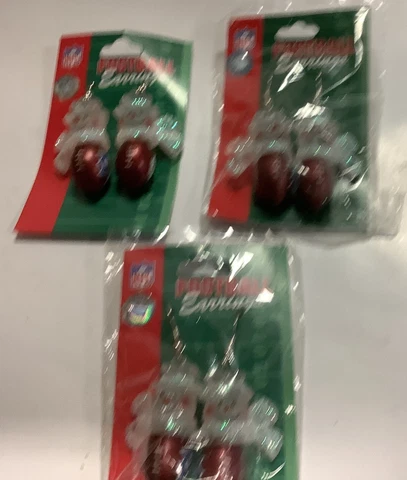 (QTY 3  Pair) San Diego Chargers   Snowman Football Earring  Rare Holiday Cover