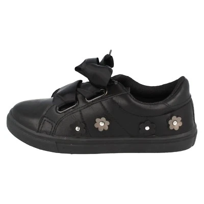 Niña Rosa / Negro Spot On Cinta Cordones Zapatillas Moda / Zapatillas: H2R464 - Imagen 1 de 4