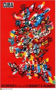 Political Cuban POSTER.Rene Portocarrero paint.Red Cuba.Cold War History art.14 - Picture 1 of 1