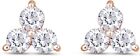 3ct 3-Stone Stud Earrings 10K Solid Rose Gold Lab Created Moissanite