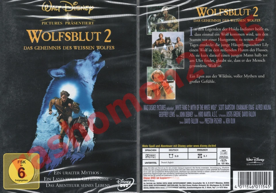 DVD WOLFSBLUT 2 DAS GEHEIMNIS DES WEISSEN WOLFES 1994 Scott Bairstow Disney NEU - Bild 1 von 1