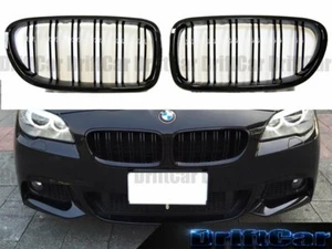 Shiny Jet Black Dual Fence Front Grille Fit with 11-16 F10 F11 5-Series Model - Picture 1 of 4