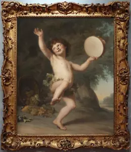 Antiguo arte maestro hecho a mano pintura al óleo antigua retrato cupido masculino niño sobre lienzo - Imagen 1 de 2