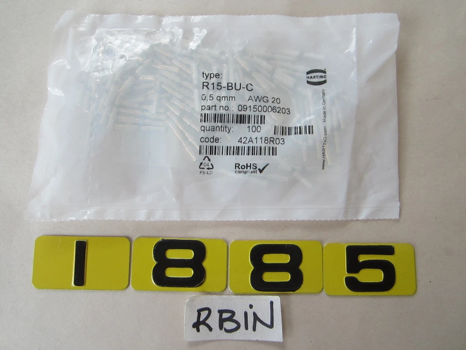 HARTING 09150006203 ZÓCALO DE CRIMPADO R15-BU-C AWG 20 *SELLADO DE FÁBRICA* LOTE DE 1OO Foto 1 de 4