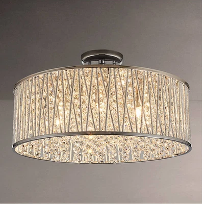 CRYSTAL LIGHT Emilia Design Crystal Drum semi flush Ceiling Light