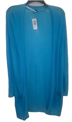 Torrid Women’s Blue Open Front Long Sleeve Cardigan Sweater Sz 1X(14-16) NEW - Image 1 of 4