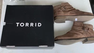 Torrid Buckle Ankle Bootie Side Zip Brown Boots 10.5 New With Box - Picture 1 of 7