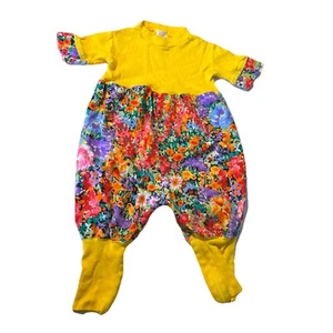 Baby Girls Vintage Echo Field Yellow Floral Short Romper 12 Months Boho - Picture 1 of 12