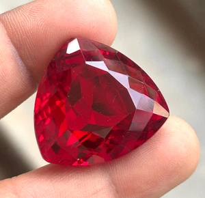 75.00 Cts Natural Blood Red Ruby Certified  Trillion Cut Loose Gemstone BIG SIZE - Picture 1 of 7