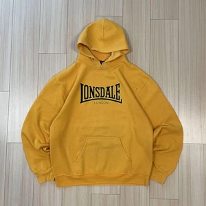 LONSDALE Hoodie Made in USA Vintage 80s Yellow Men size M used worn - Picture 1 of 10