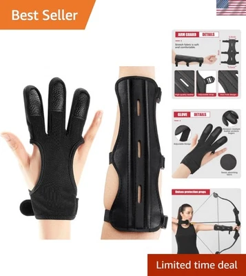 Archery Arm Guard and Glove Set for Youth Adults Adjustable Protection Kit - Image 1 of 4