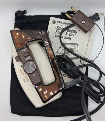 Black & Decker Stowaway Travel Iron Steam Dry F46A Folding Handle  TESTED Works - Image 1 of 4