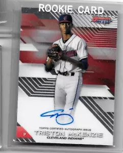 Tarjeta de novato Triston McKenzie 2017 Bowman's Best Certified Autógrafo - Imagen 1 de 1