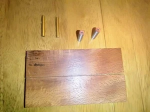 2 x flamed beech wood Scales 9.25mm x 34mm x122mm plus 2 brass pins - Picture 1 of 5