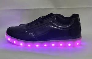 Forever 21 Light Up LED Light Black Patent Leather Sneakers Women 7 Rechargeable - Picture 1 of 13