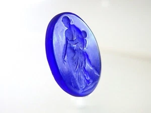 MAENAD and FAUN cobalt blue Venetian glass Intaglio*oval*21mmx15mm*Tassie seal - Bild 1 von 10