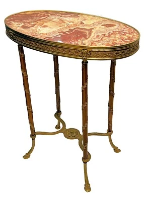 Старинный французский бронзовый мраморный приставной столик в стиле Людовика XVI после Адама Вайсвейлера - Изображение 1 из 4