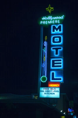 Hollywood Premiere Motel Neon Sign Los Angeles Photo Art Print Poster 12x18 - Image 1 of 3