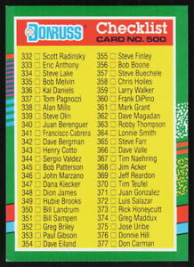 1991 Donruss 332 - 408 #500 BASEBALL CHECKLIST