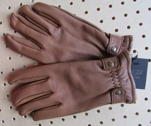 UGG Gloves Randel Nubuck Leather Chestnut or Black Sizes M or XL New $125 - Picture 1 of 26