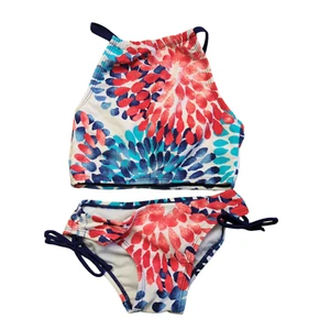 NEW Kanu Surf Daisy Blue Sport Halter UPF 50 Tankini 2-Piece Swimsuit Girls 4 - Picture 1 of 3