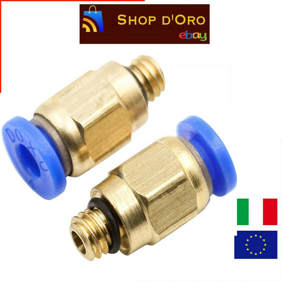 2PZ Raccordo pneumatico PC4-M6 innesto per tubo PTFE 1,75mm Ø 4mm stampante 3D