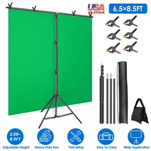 6.5×8.5FT Heavy Duty T-Shape Photo Video Backdrop Stand Background Stand w/Bag - Picture 1 of 12