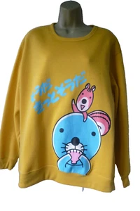 BONOBONO Yonkoma Manga Cartoon Gr. LL 14 16 gelb Pullover Oberteil RAR Vintage - Bild 1 von 16