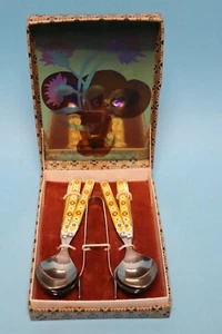 BABYLÖFFEL GESCHENKSET EMAILLIERT VINTAGE UDSSR ORIGINALBOX - Bild 1 von 9