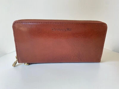 Cartera acordeón de cuero natural marca cocodrilo con cierre de cremallera Foto 1 de 4