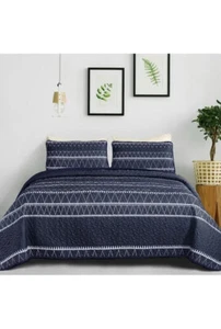 Set trapunta blu navy King Boho S...t+2 federe 90x104 pollici - Foto 1 di 7