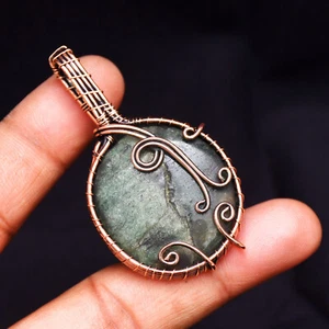 Jasper Copper Wire Wrapped Handmade Pendant Jewelry 2.32" CP-171 - Picture 1 of 3
