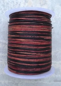 1mm 1.5mm Gypsy Sippa Red Two Tone Round Leather Cord Antique Cord 85 - Picture 1 of 2