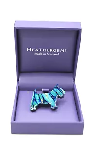 Brooch Scottish Terrier Dog Design Genuine Heather Gems Unique Celtic - Picture 1 of 24