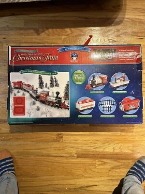 Vintage Blue Hat North Pole Junction Toy Christmas Train Set Complete Not Tested - Image 1 of 3