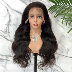 Natural Black Body Wave Lace Front Human Hair Wigs Brazilian Remy Hair Glueless - Zdjęcie 1 z 6