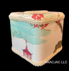 Red Pagoda Fabric Covered Tissue Box Cover New - Picture 1 of 2