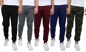 Mens Jogger Pants Sweatpants French Terry Active Gym Lounge Sleep Skinny Fit NEW - Picture 1 of 29