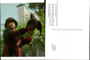 729730 Tower of London The Ravenmaster with one of the Tower ravens Rabe Great B - Picture 1 of 1
