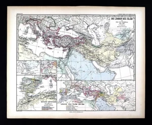 1880 Spruner Map Islam Seljuk Empire Middle East Arabia Iran Iraq Spain Africa - Picture 1 of 6