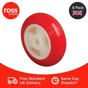 Set of 4 - 80mm Polyurethane Wheels Plain Bore - Replacement Trolley Wheels UK - Picture 1 of 2