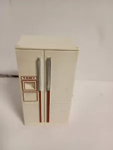 Vintage Tomy Dollhouse Refrigerator Smaller Homes Drawers White Blue Japan  - Picture 1 of 8
