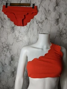 Unbranded Women's M Medium Orange Scalloped One Shoulder Swim Suit 2 Piece - Bild 1 von 12