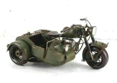Modèle En Fer Blanc De Moto BMW275 Avec Sidecar Militaire Ornement De Collection - Photo 1/4