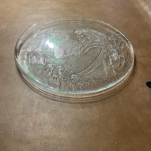 Vintage Libbey 13” Serving Platter Santa Claus Christmas Noel Etched Glass - Picture 1 of 3