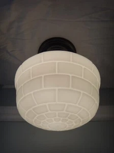 Pair Antique Art Deco Subway Tile Milk Glass Globe Bathroom Kitchen 3” Fitter - Picture 1 of 7