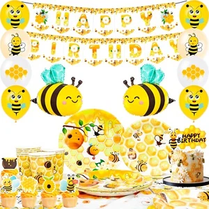 Biene Party Dekorationen, Biene Geburtstagsdeko & Party Tableware Set Serves 10 - Bild 1 von 11