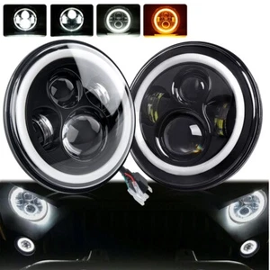 Faros LED redondos de 7 pulgadas Halo ojos angulares ámbar para 97-2017 Wrangler JK LJ TJ - Imagen 1 de 10