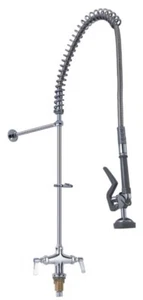 Commercial Pre Rinse Spray Tap With Pull Out Hose Mono Twin Lever Faucet Mixer - Picture 1 of 8